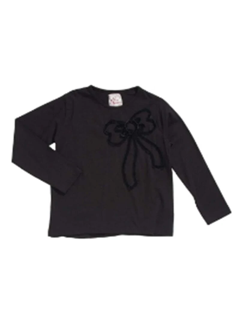 T shirt manches longues fille FANION MISS GIRLY Noir Noir