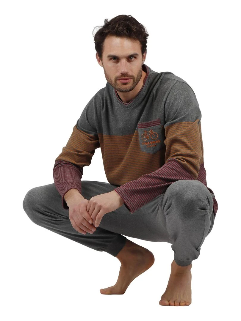 Pyjama pantalon et haut Rayas Fixie Bikes   Gris