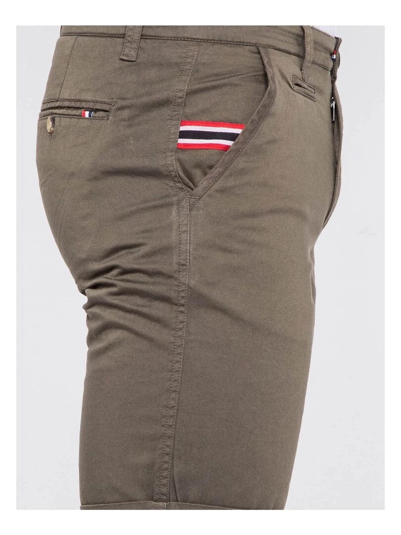 Bermuda chino slim BANIKO   Vert kaki clair