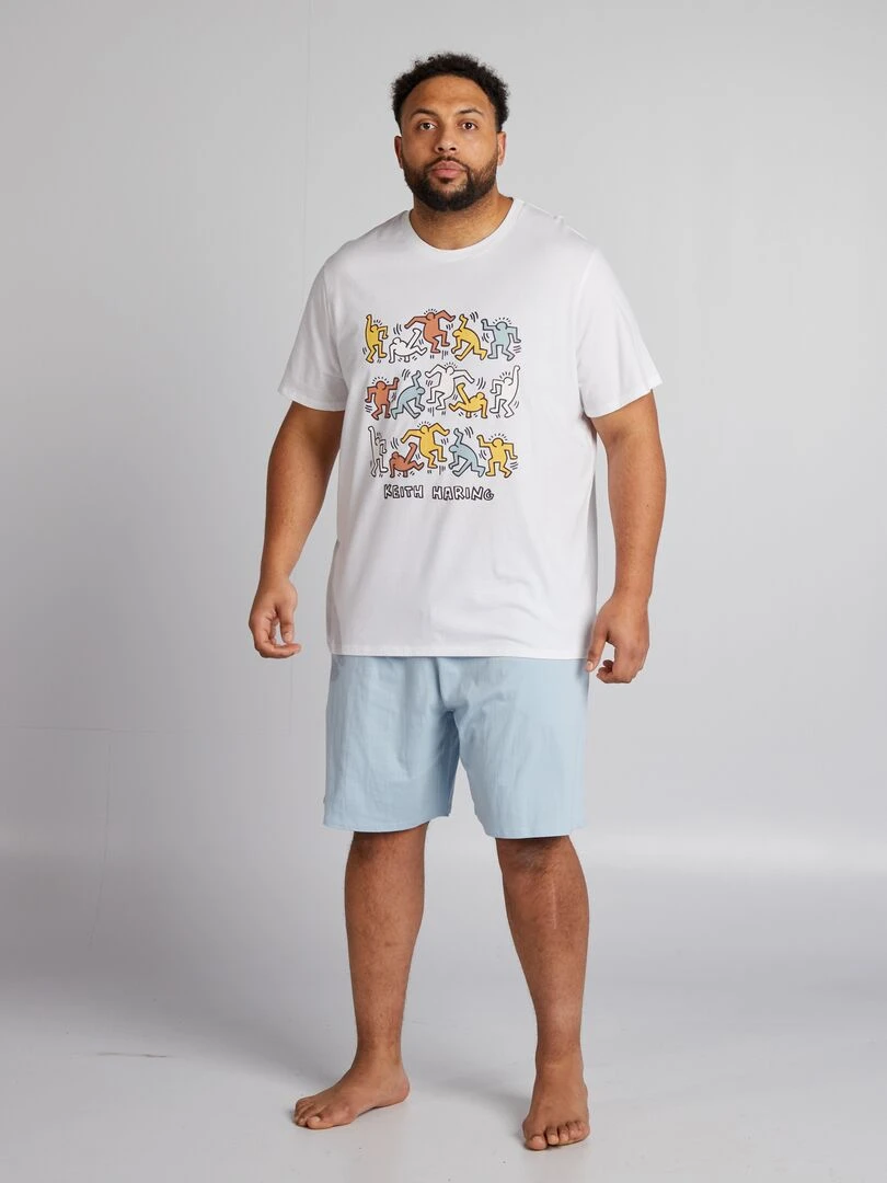 Ensemble de pyjama court 'Keith Haring' 2 pièces Blanc