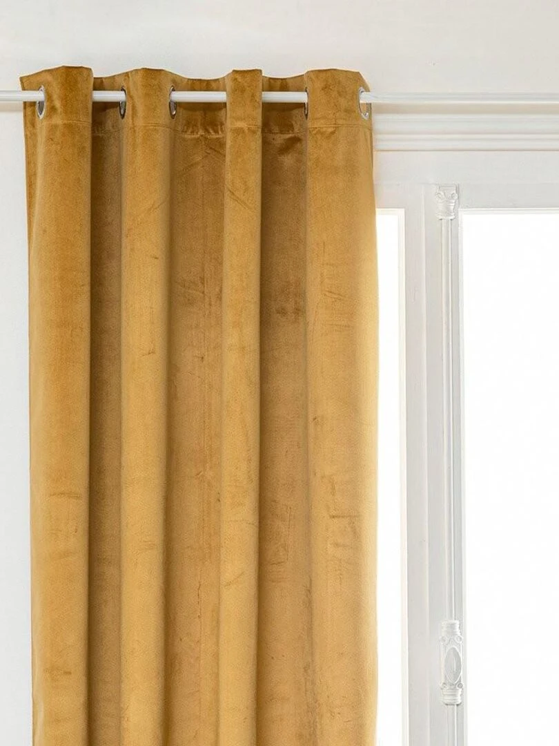 Rideau occultant à œillets 140x260 velours Théa ocre Jaune
