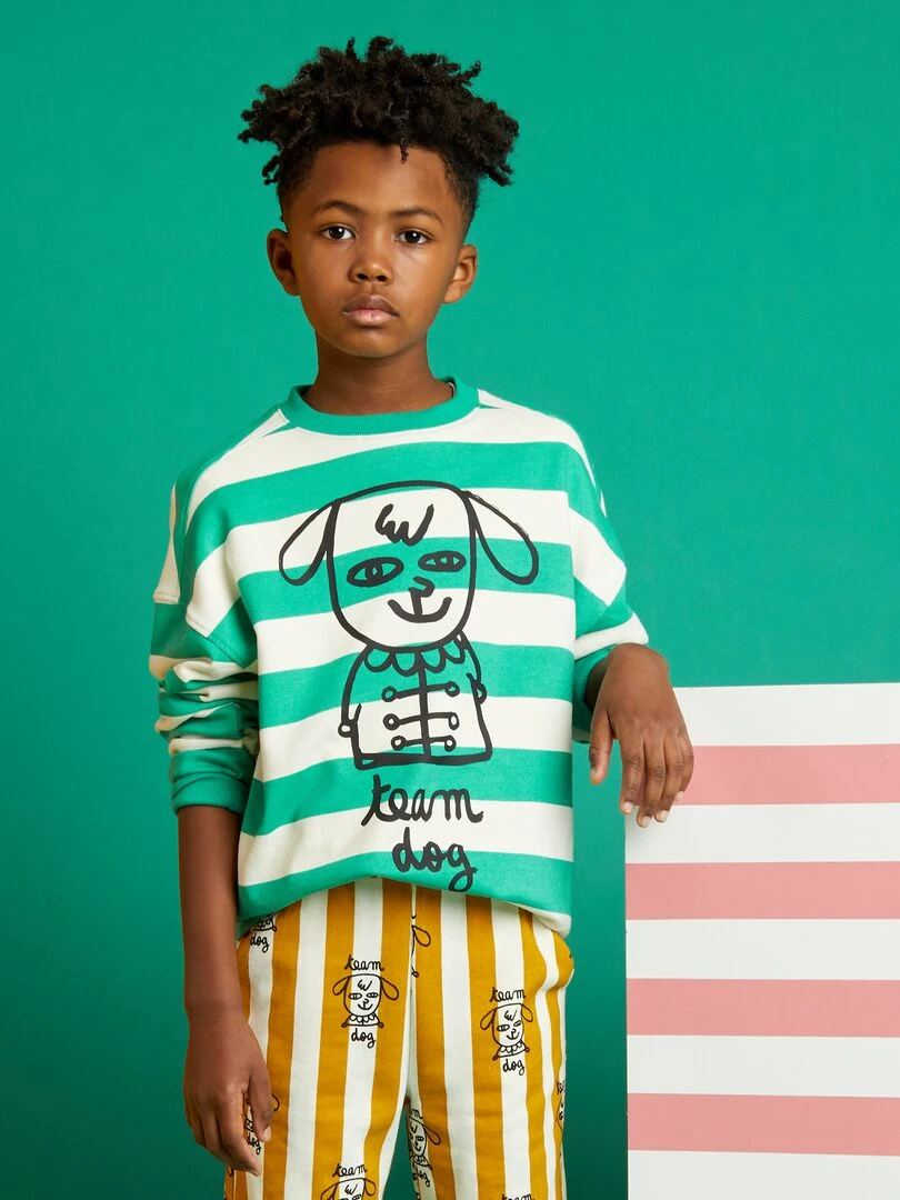 Sweat en molleton à rayures X Little Bad Wolf   Blanc/vert