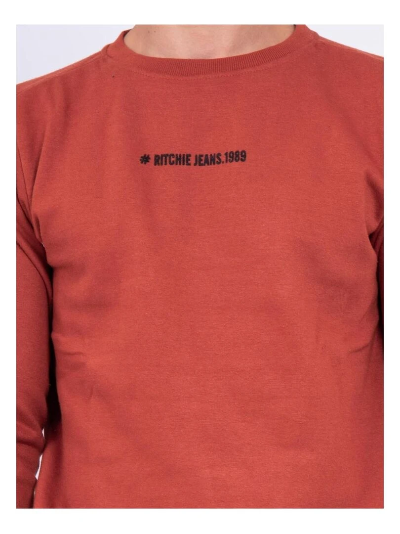 Sweat col rond WETTO   Rouge brique