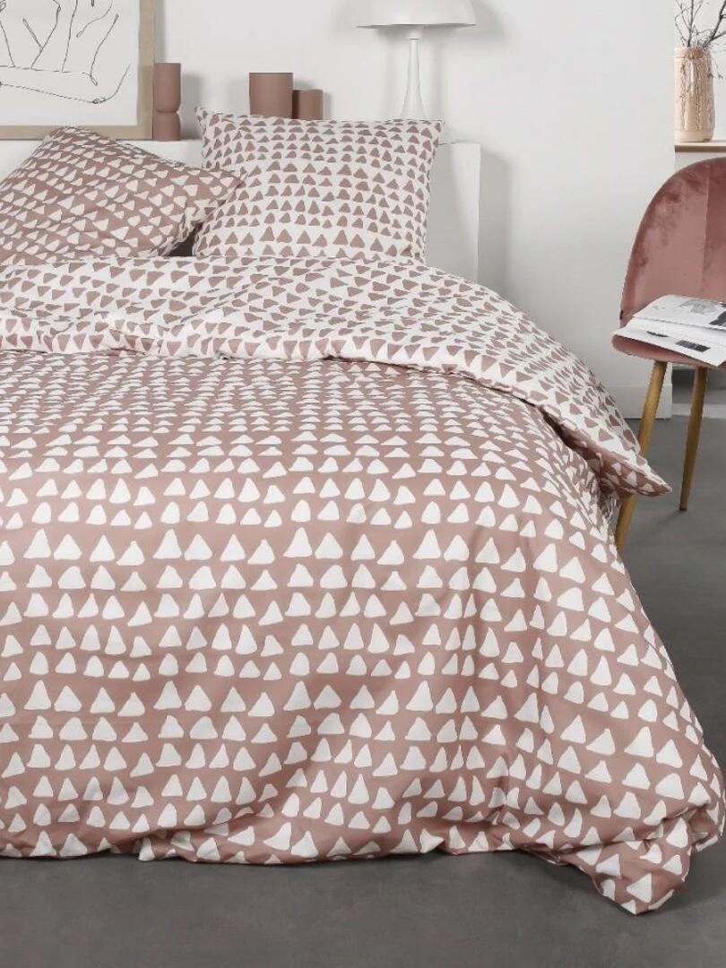 Housse de couette Minitri + taie(s) 100% coton flanelle Rose