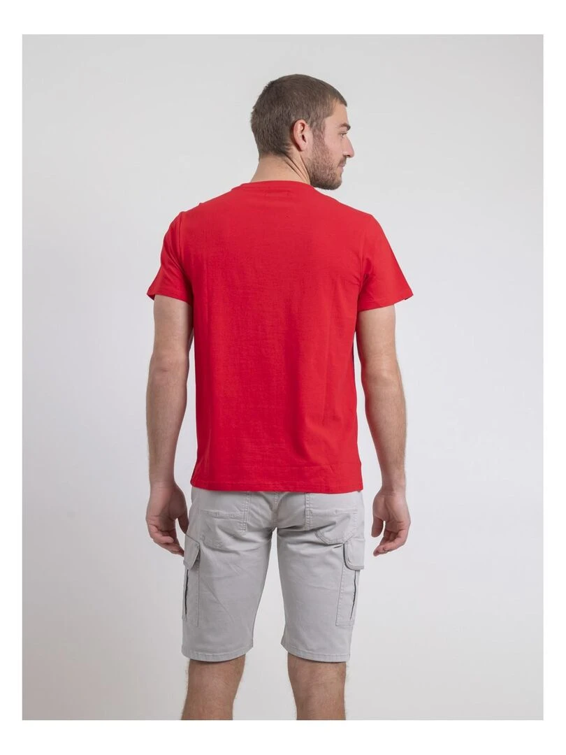 T shirt col rond pur coton NEROTEN Rouge