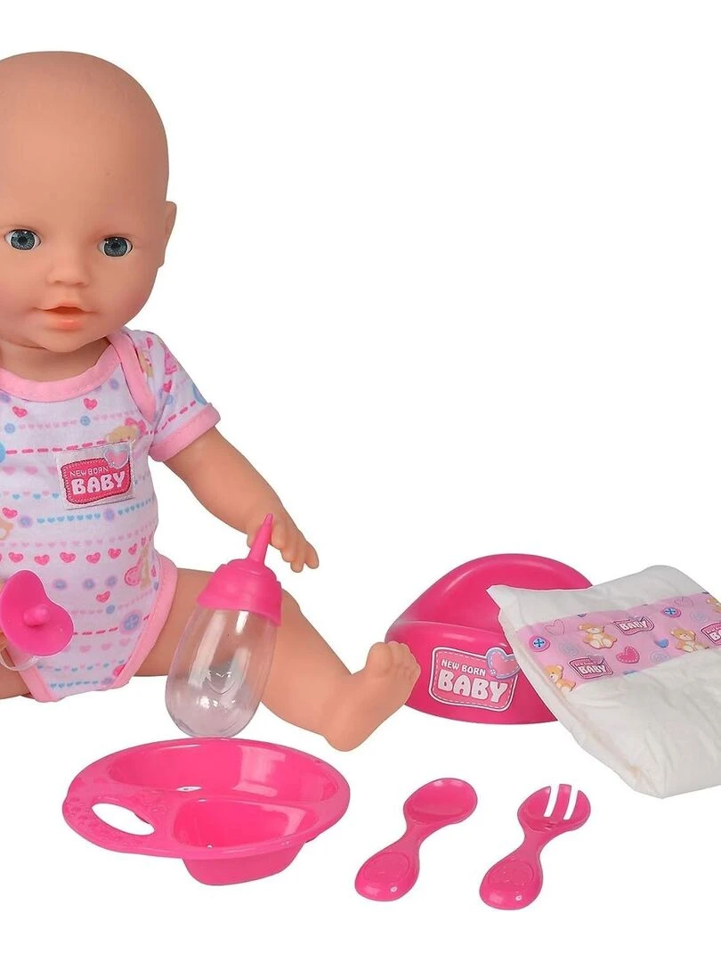 New Born Baby Poupée entièrement en vinyle avec fonction boire et mouiller avec accessoires 38 cm N/A