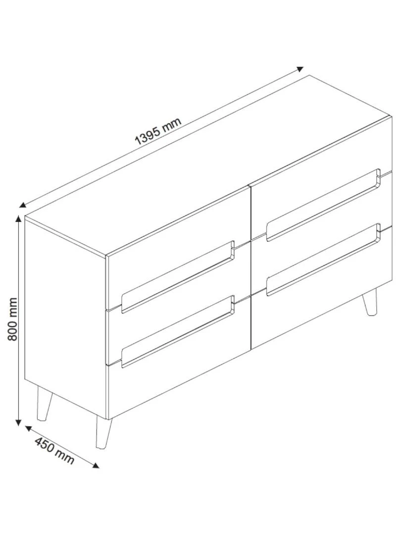Commode 6 tiroirs Kota   AKITEN RETAIL   Blanc Marron