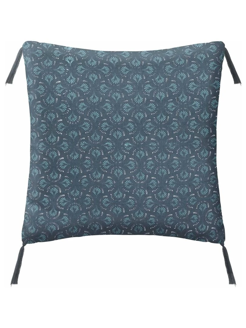 Coussin imprimé en lin Bleu canard