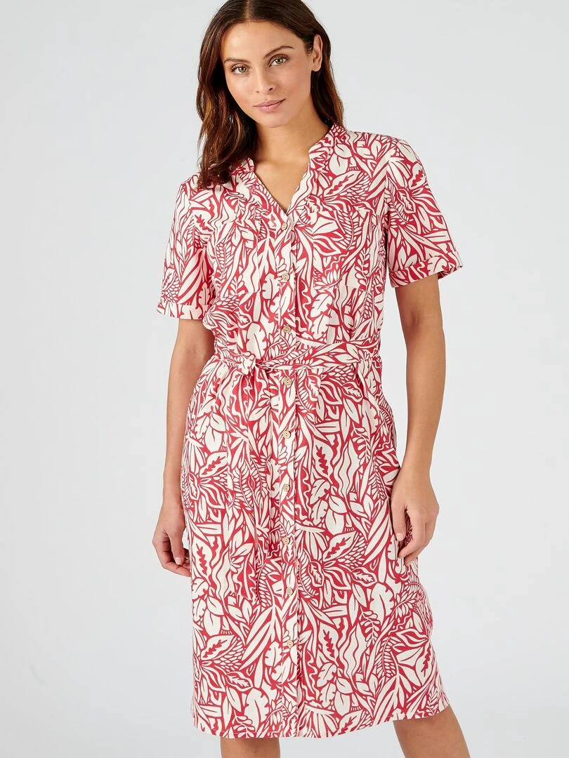 Robe mélange lin   Damart   Rouge