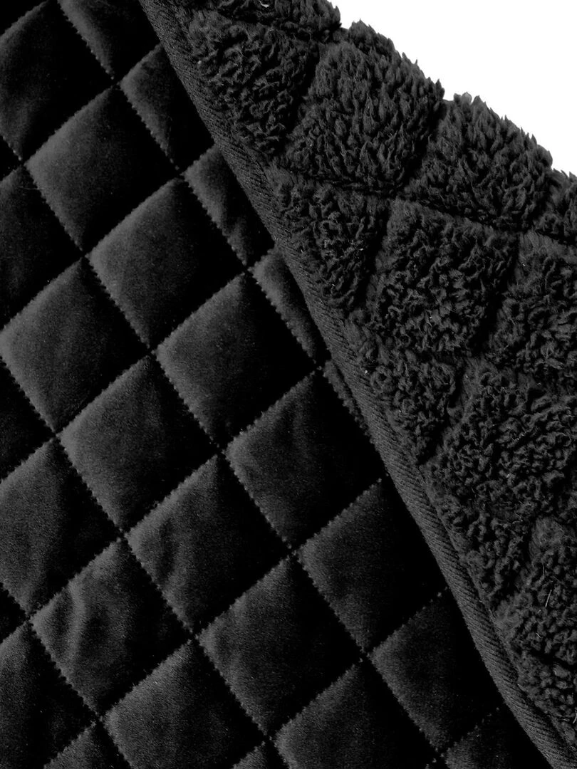 Plaid en velours et sherpa Noir