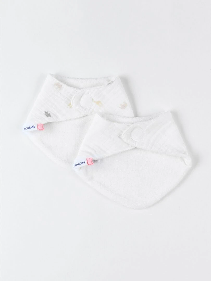 Set de 2 bavoirs bandana en mousseline et éponge    Beige