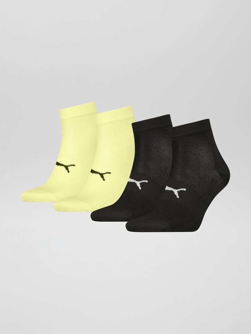 4 paires de chaussettes unisex 'Puma' Noir/jaune
