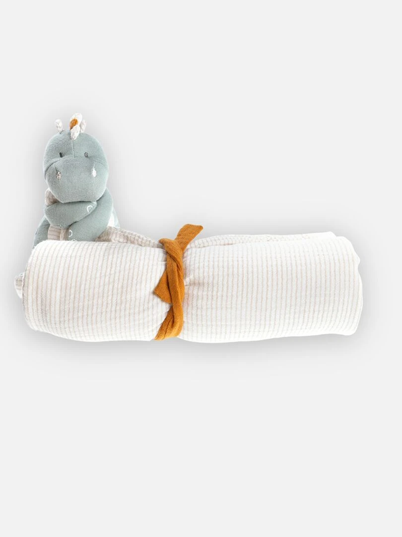 Ma première couverture Stegi en mousseline beige/eucalyptus N/A