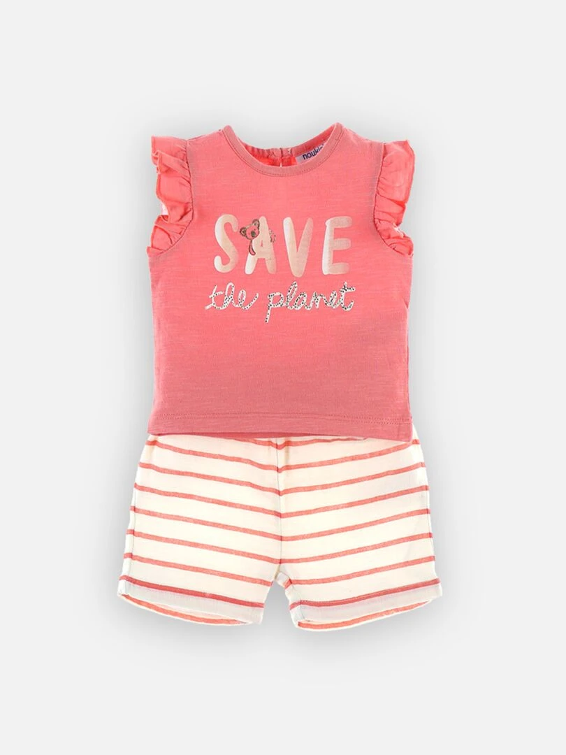 Set t shirt + short en coton BIO    Noukie's   Rose