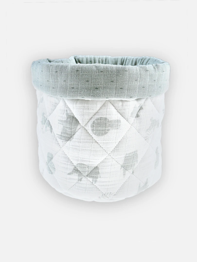 Beauty Case Mousseline De Coton Bio Ouatinée Écru/sauge Vert