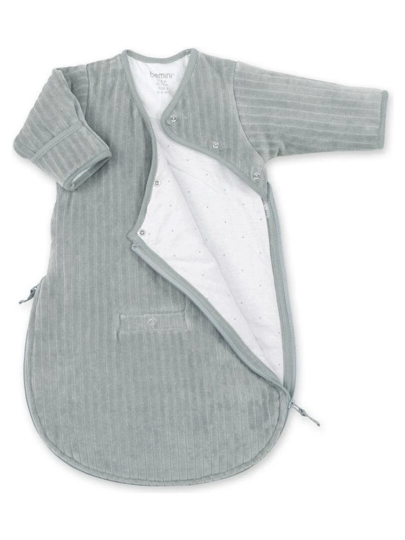 Bemini Gigoteuse avec moufles Pady velvet et jersey Gris