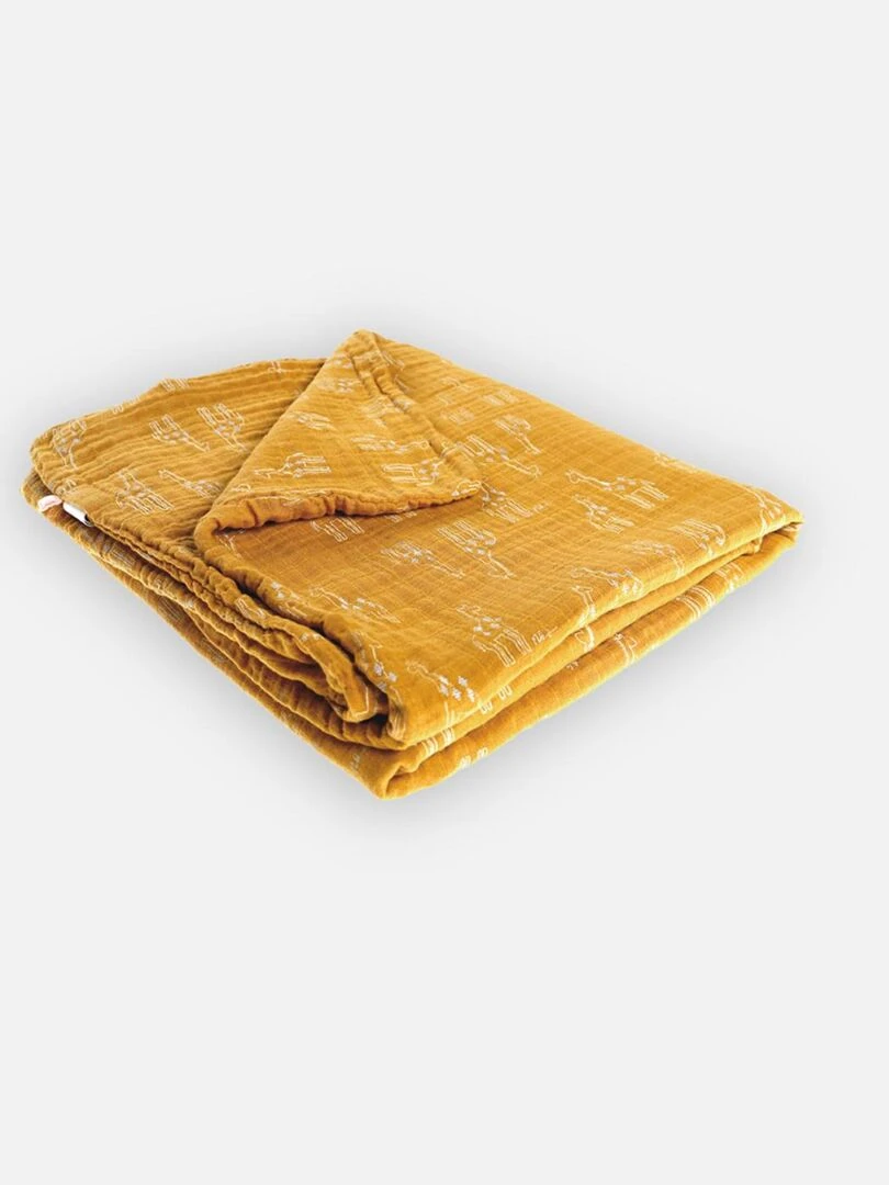 Housse de couette girafe en mousseline BIO 100 x 140 cm ocre Noukie's Jaune