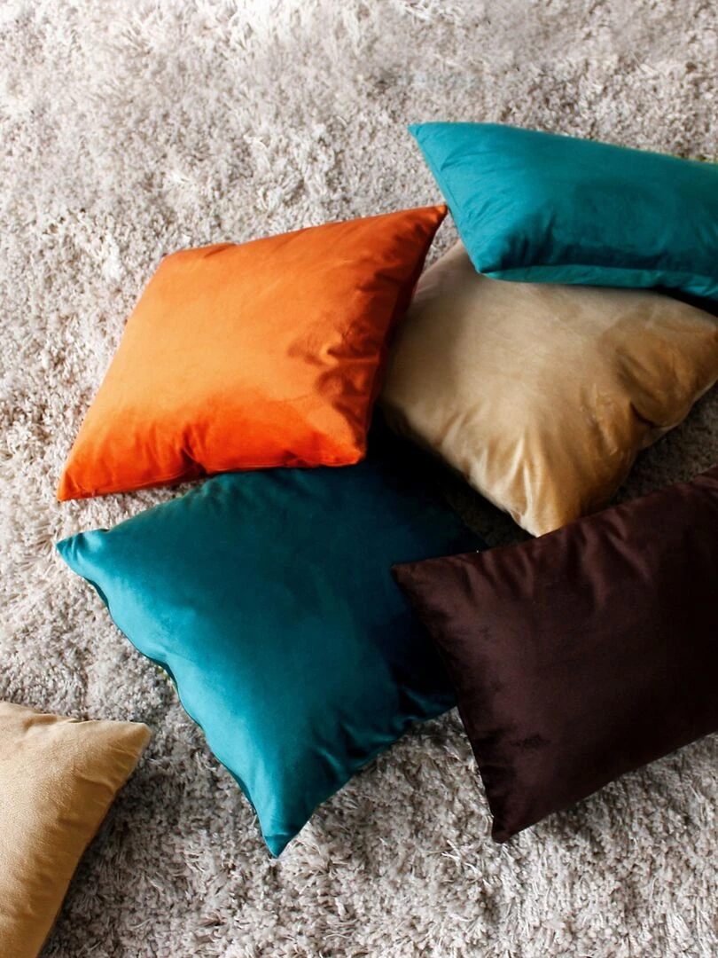 Coussin déhoussable en velours uni   Beige