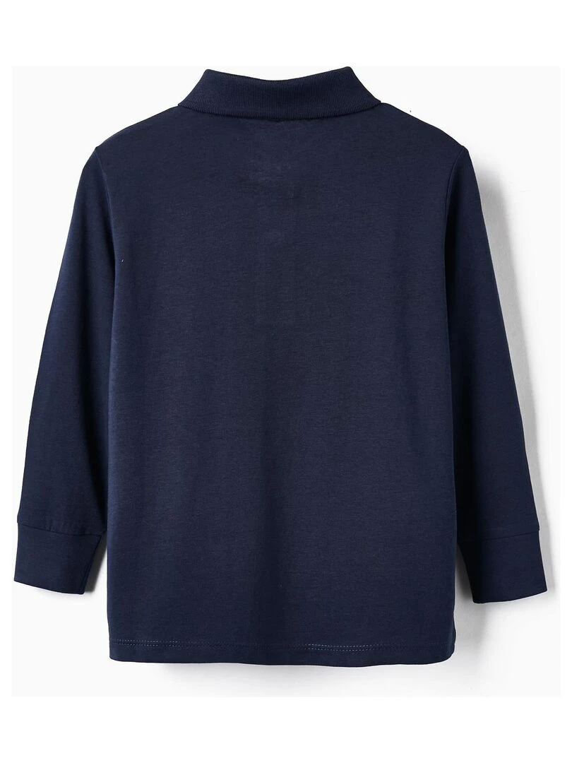 Polo à manches longues en coton pour garçon manches longues Bleu foncé