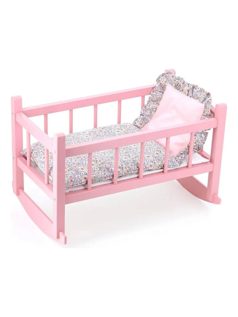Lit bercelonnette pour poupée 40 cm : Laqué rose garnissage vanille fraise N/A