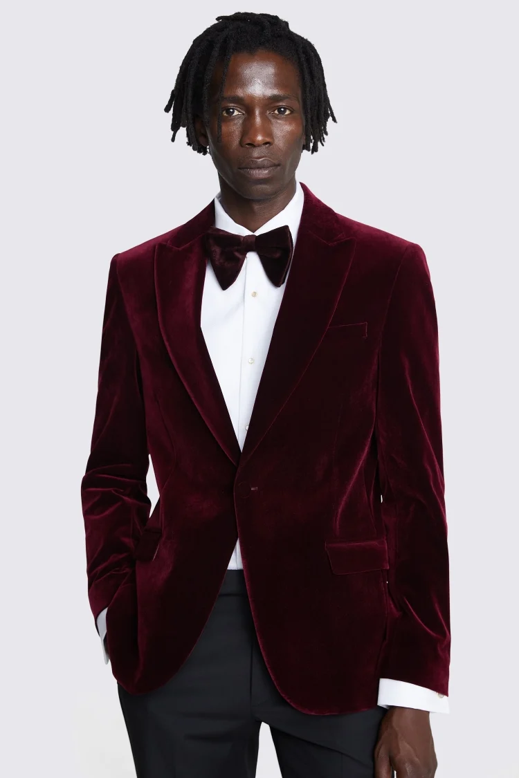 Slim Fit Burgundy Velvet Jacket Buy Online at Moss