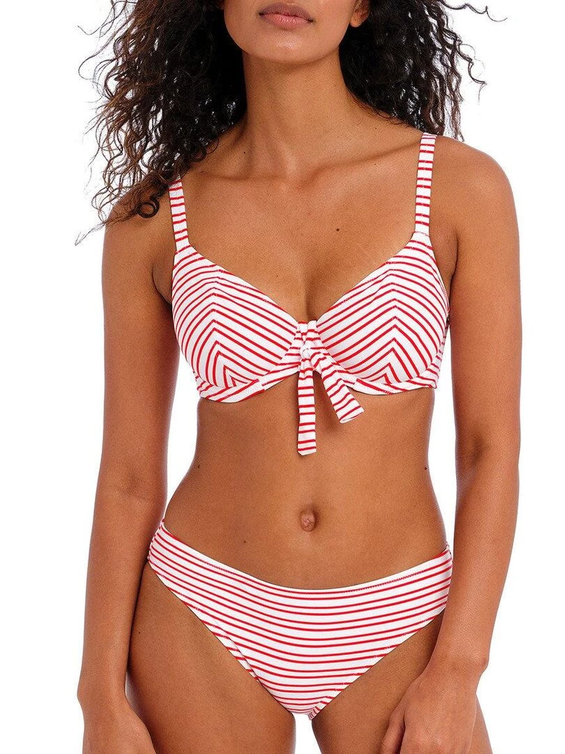 Haut de maillot à rayures avec armatures New shores   Rouge