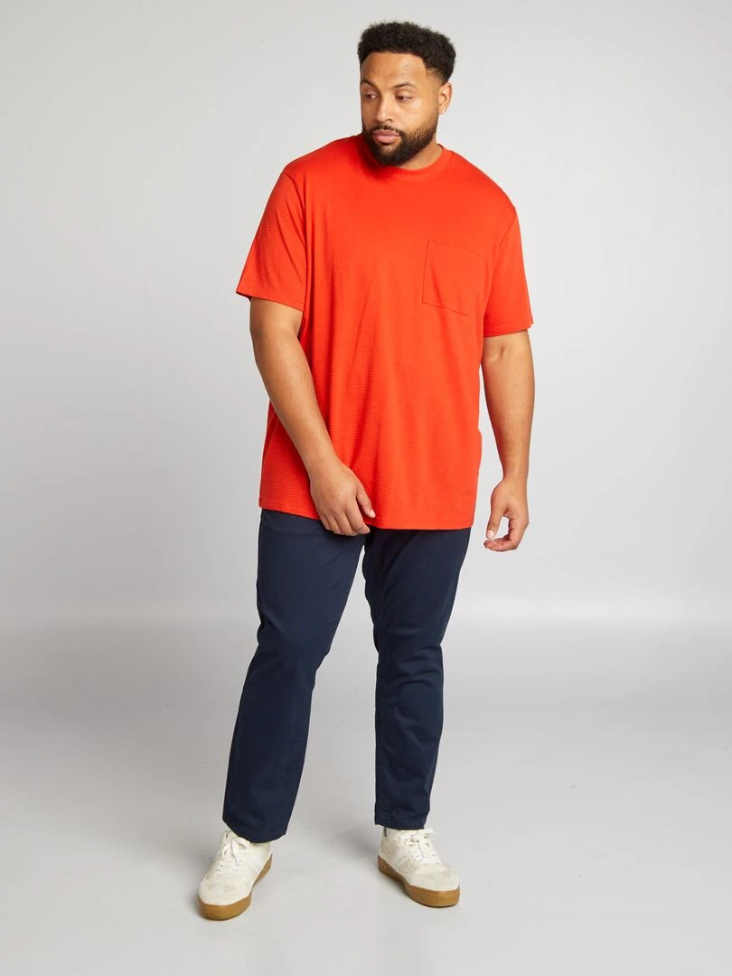 T shirt texturé uni Rouge