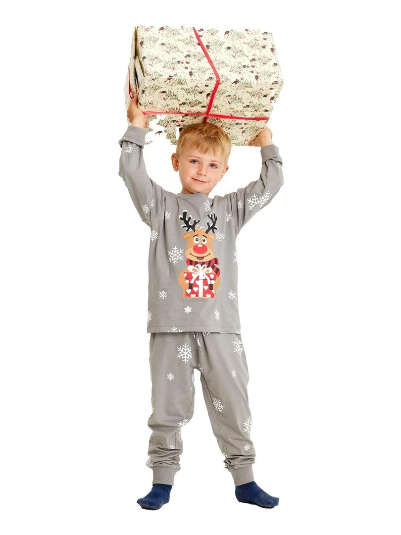 Pyjama de Noël "Rudolph" junior 100% coton BIO Gris