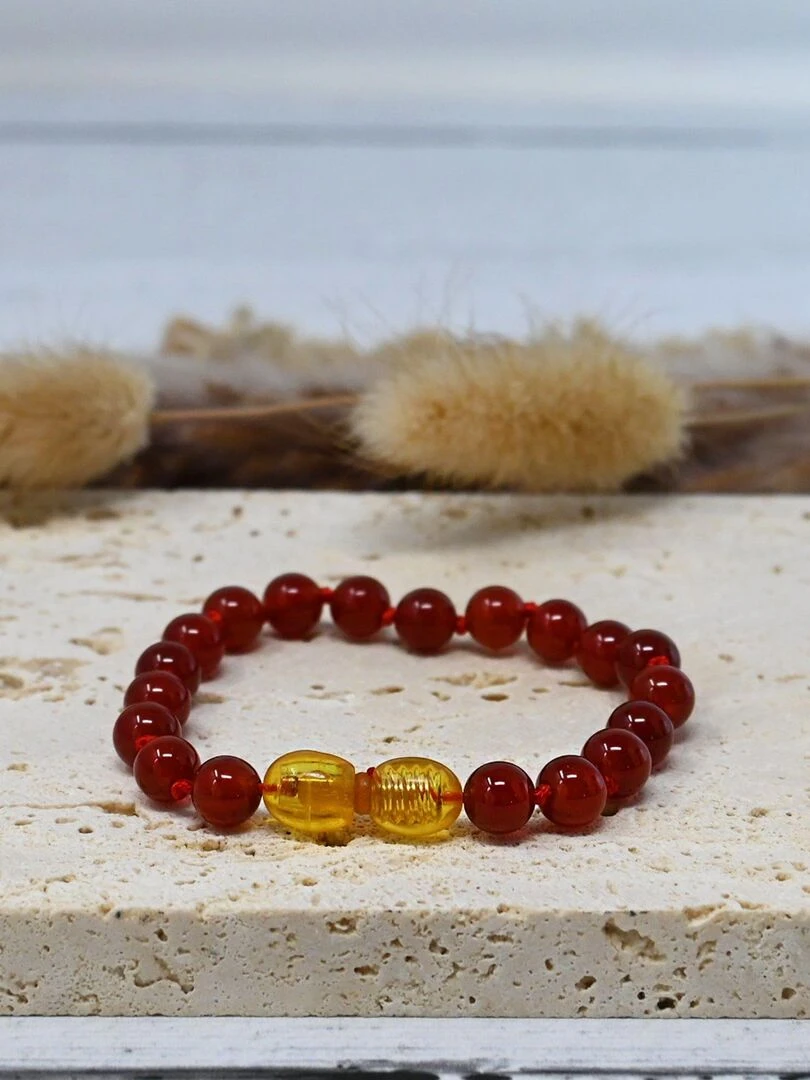 Bracelet Bébé   Pierres naturelles : Cornaline   Rouge