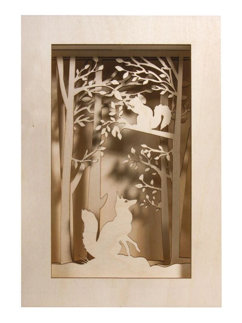 Cadre DIY en bois 3D Forêt de Noël 20 x 30 x 6 6 cm Beige