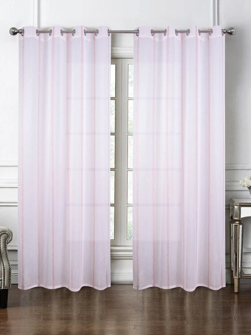 Paire de voilages à bandes verticales brillantes Bordeaux