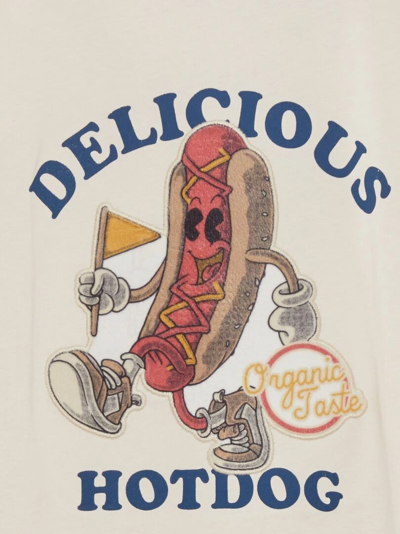 T shirt manches longues 'Hotdog' Blanc/rouge