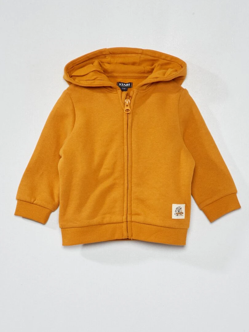 Sweat zippé en molleton Jaune