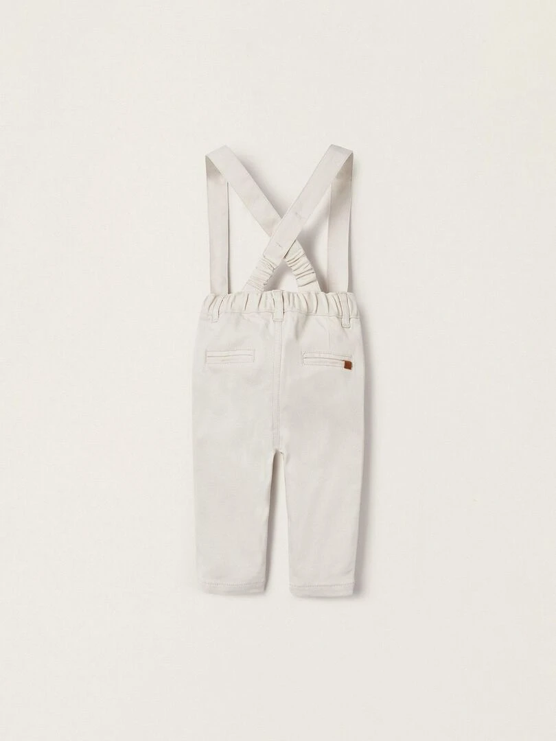 Pantalon Chino en Coton avec Bretelles Amovibles pour Nouveau Né ATLANTIC COMPANY Gris clair