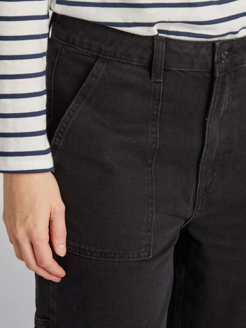 Pantalon en denim taille haute   Gris