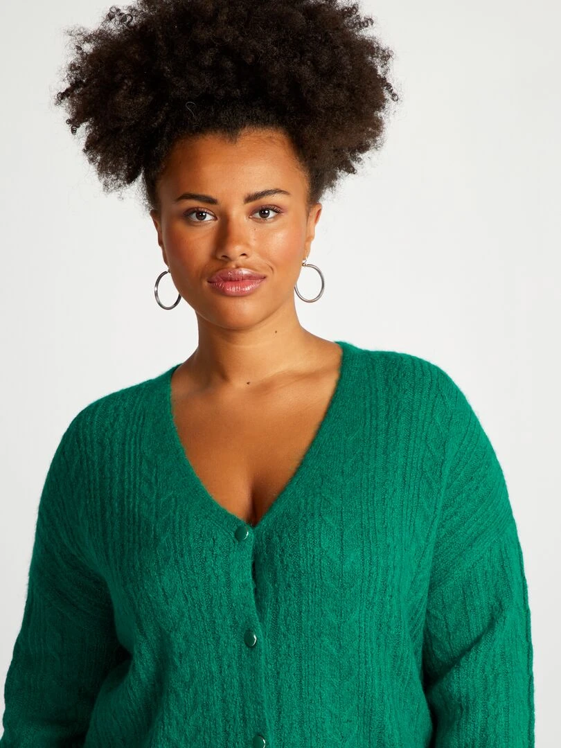 Gilet en maille tressée   Vert