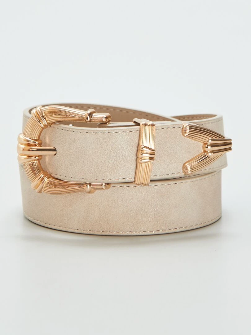 Ceinture fine à boucle fantaisie Crème