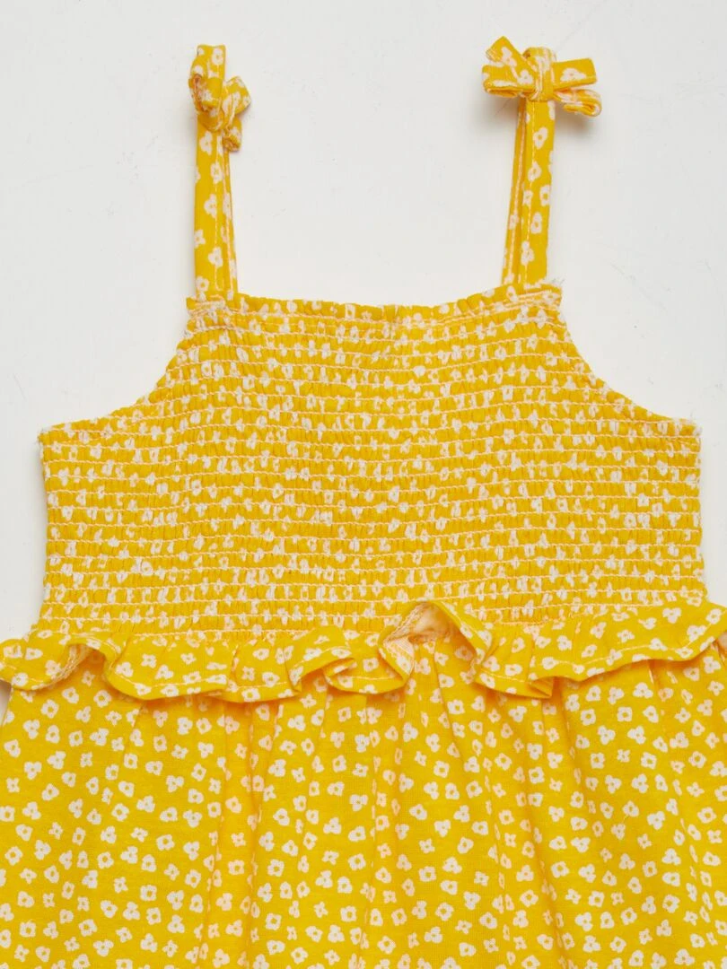 Robe à bretelles avec base volantée   Jaune