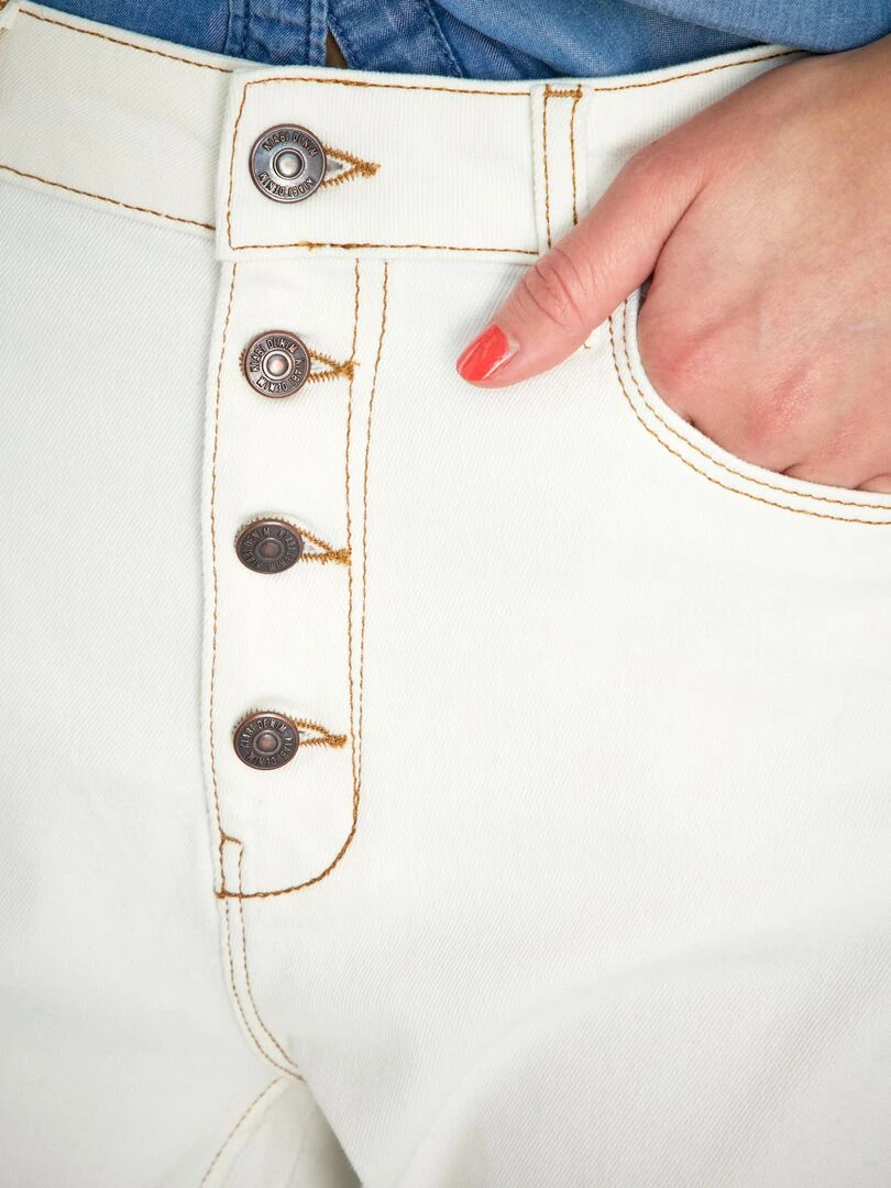 Jean mom à taille très haute   L28   Blanc