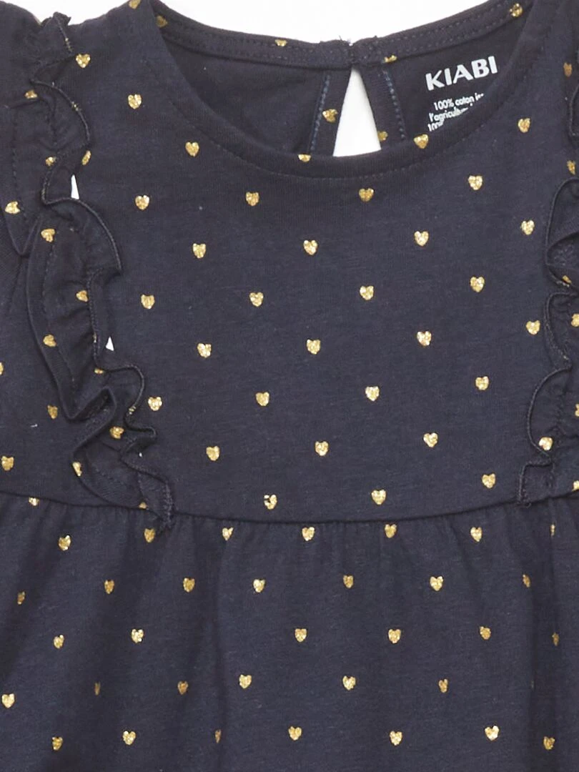 Robe évasée motif coeurs   Marine coeur