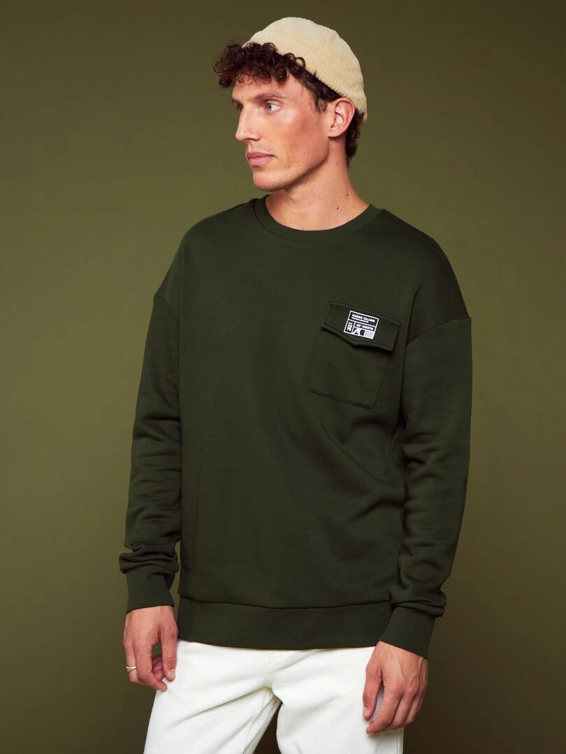 Sweat en molleton   Kaki