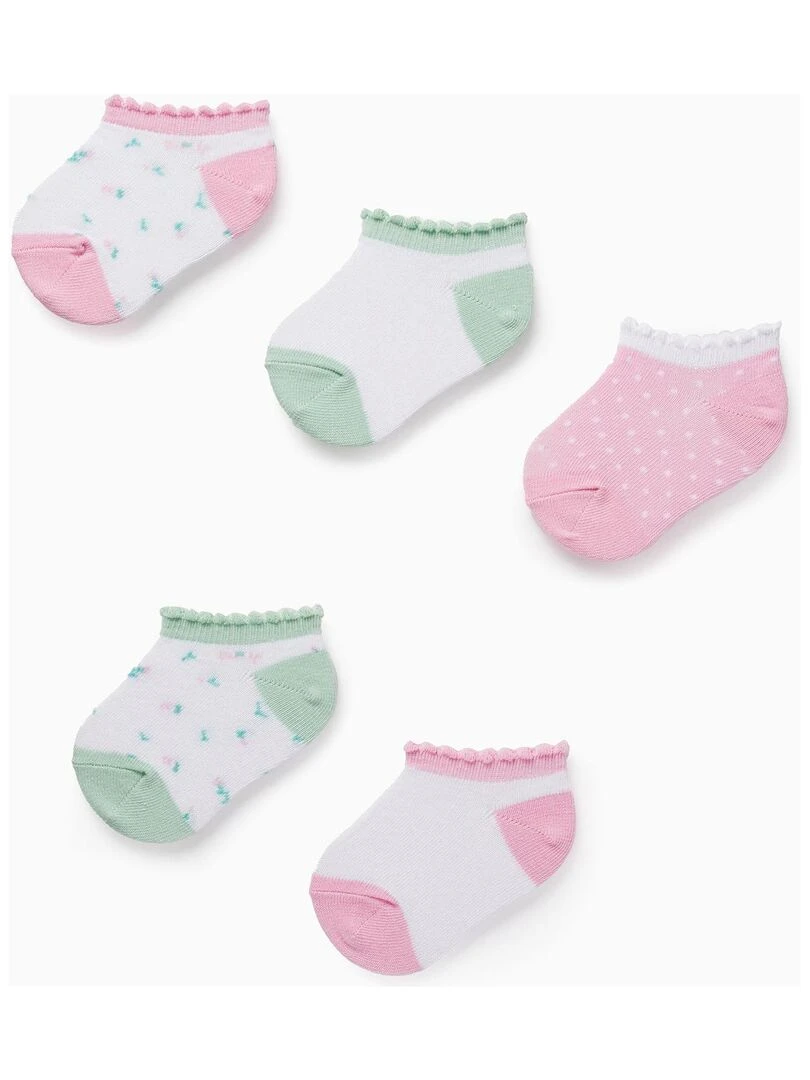 Lot 5 Paires de Socquettes pour Bébé Fille 'Fleurs' ESSENTIALS LINE Multicolore
