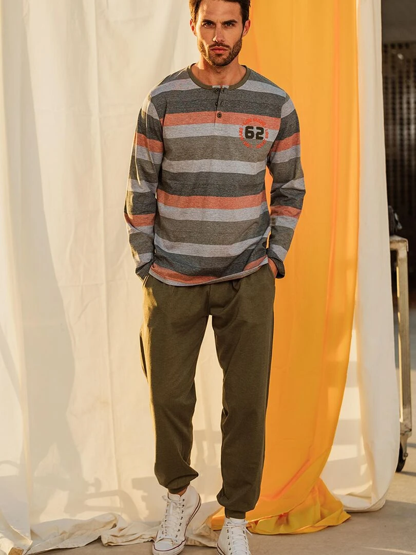 Pyjama pantalon et haut Rayas Camouflage Lois   Kaki