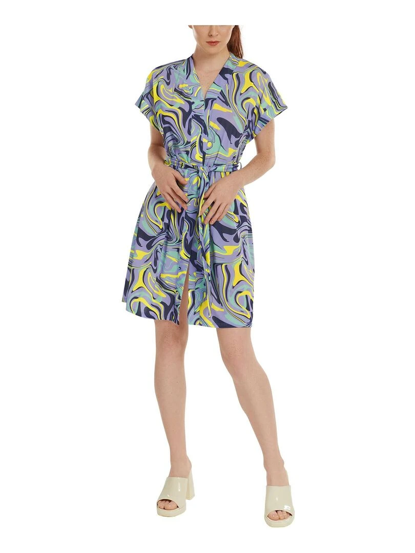 Robe estivale ceinturée manches courtes Palma   Violet