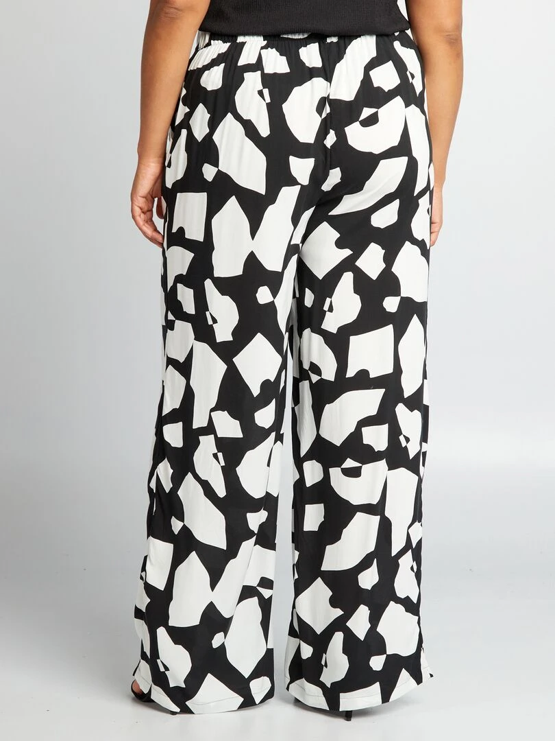 Pantalon large avec imprimé graphique   Noir/blanc