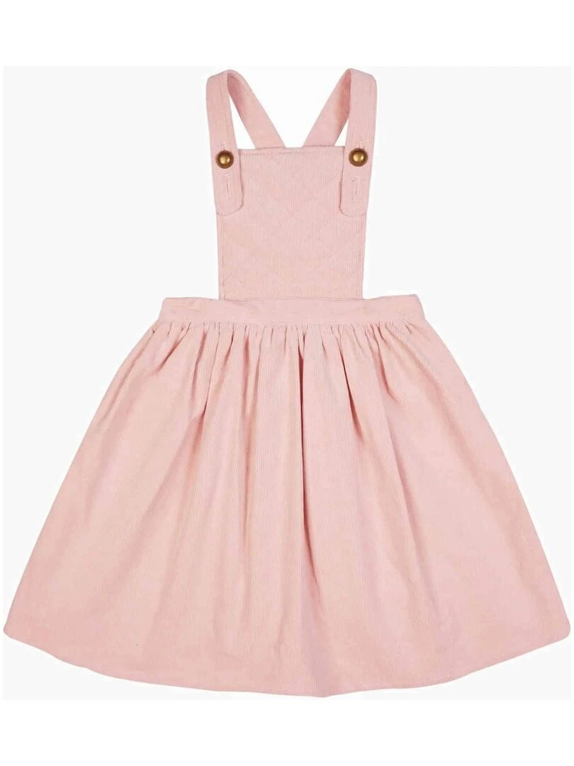 Robe Salopette Fille  Velours Rose Pastel  ECOLIÈRE   'LA FAUTE A VOLTAIRE'   Rose clair
