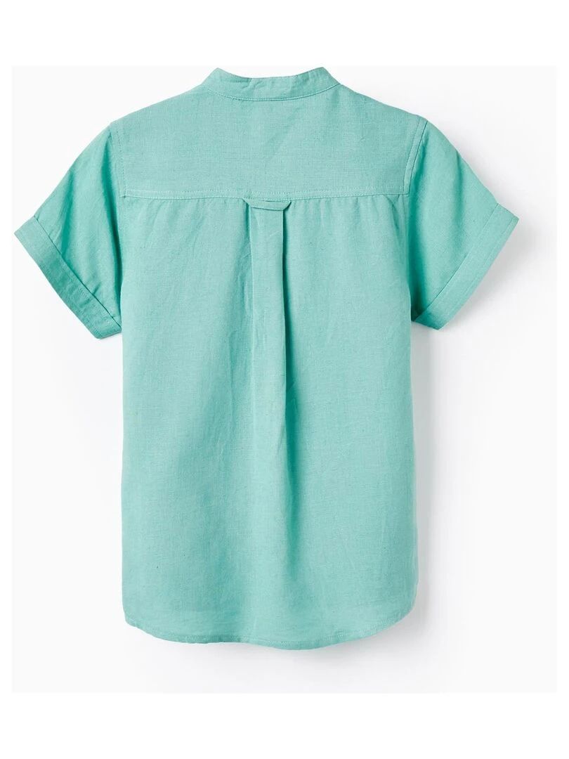 Chemise En Mélange De Lin Avec Col Mao Pour Garçon manches courtes MATISSE Vert