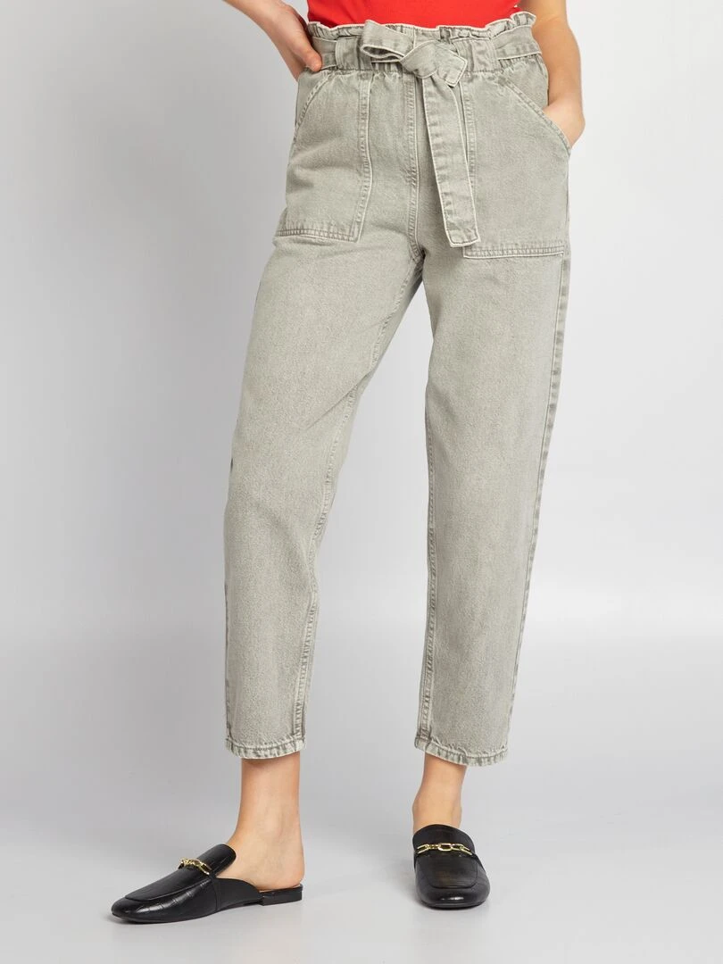 Pantalon denim mom fit Vert