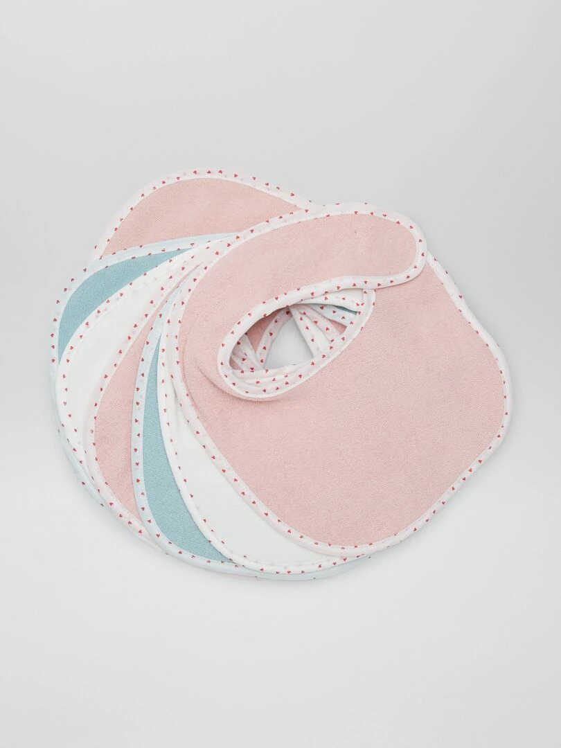 Lot de 7 bavoirs éponge à scratch Rose