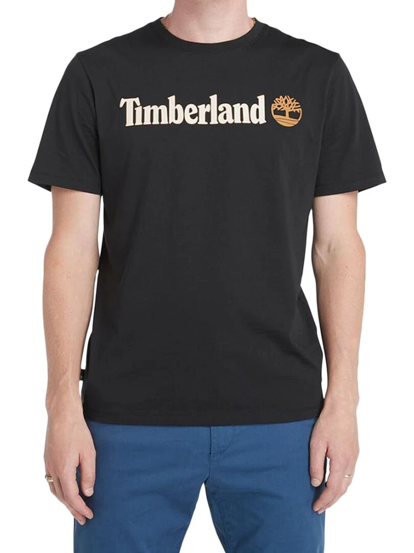 Tee Shirt Timberland Linear Logo Short Sleev   Noir